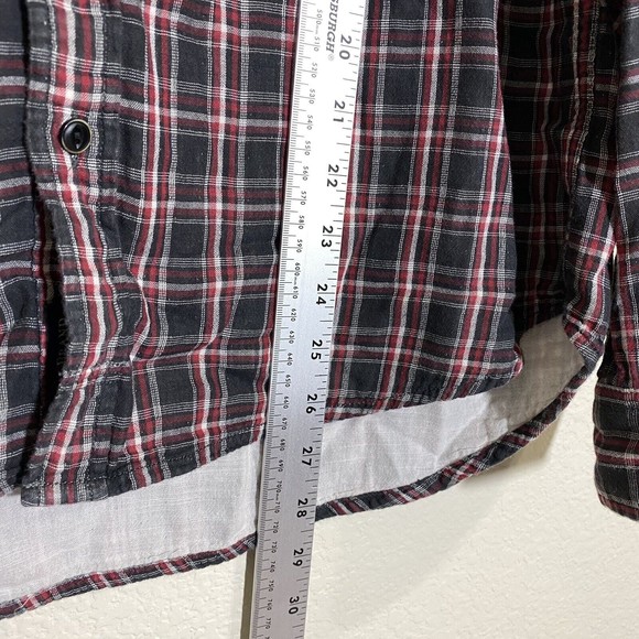 Lucky Brand Mens Shirt Size Large Classic Fit Plaid Black Red Button Front - Picture 6 of 7